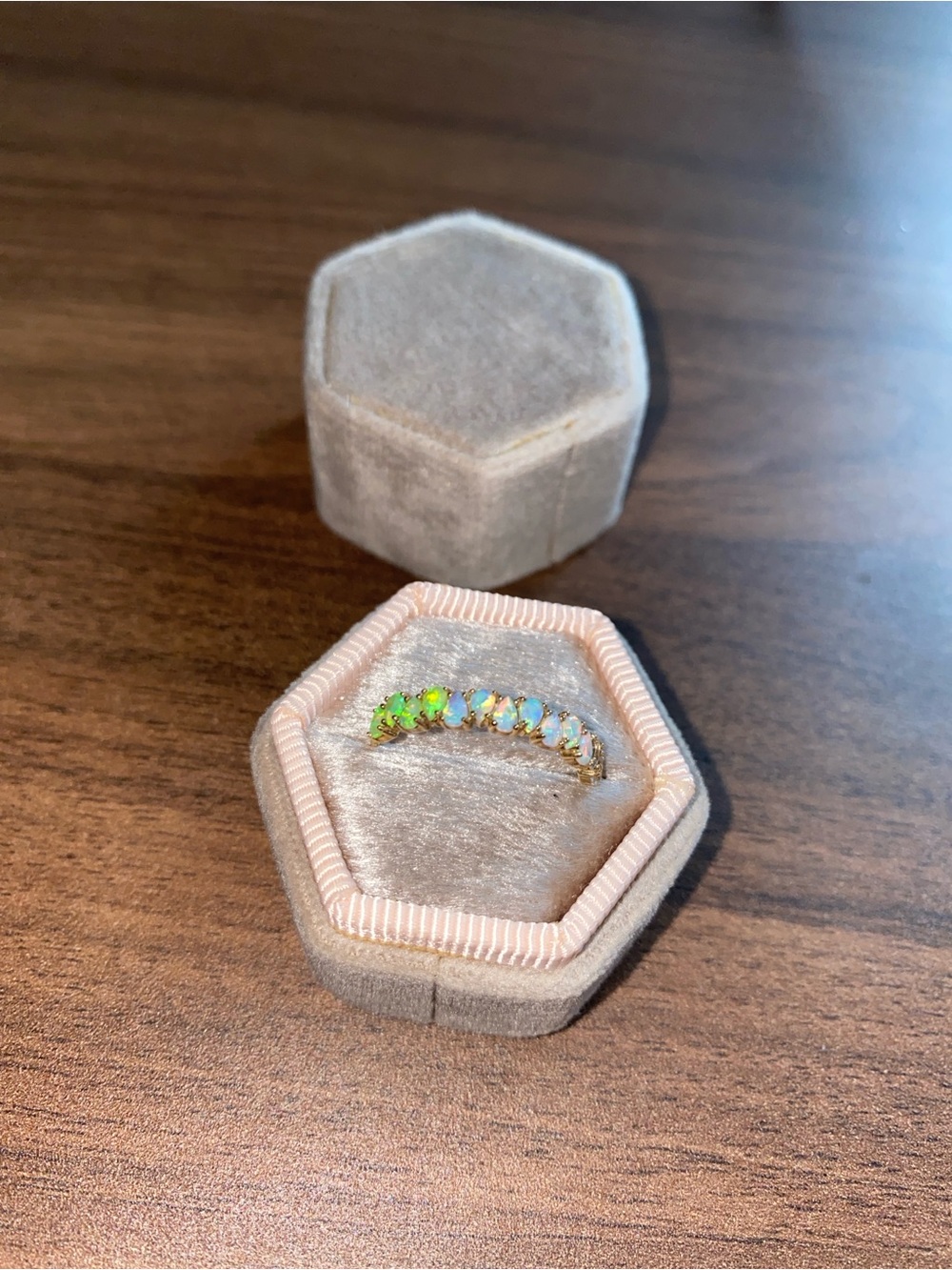 Local Eclectic Solid Gold Ombre Birthstone Ring Opal